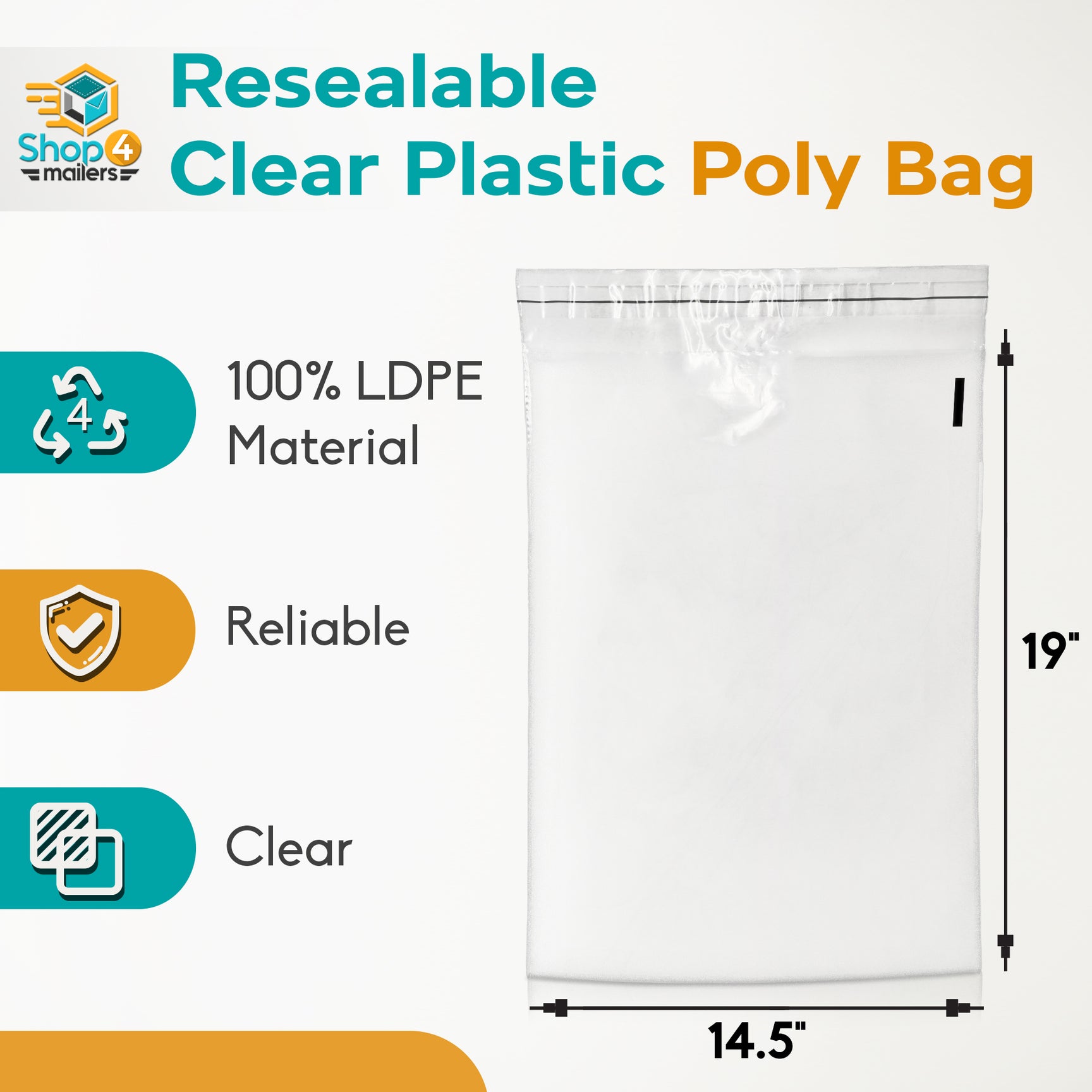 14.5 x 19 Clear Plastic Self Seal Poly Bags – Shop4Mailers